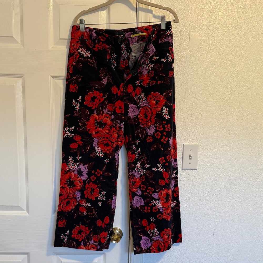 Anthropologie Maeve Floral Corduroy Pants